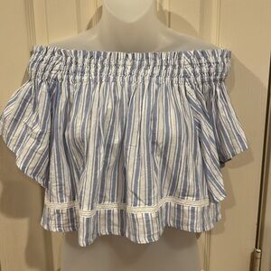 Faithfull the Brand Striped Off-Shoulder Cropped Top. Sz 4